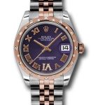 Rolex Steel and Everose Gold Datejust 31 Watch – 24 Diamond Bezel – Purple Diamond Roman Vi Roman Dial – Jubilee Bracelet – 178341