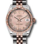Rolex Steel and Everose Gold Datejust 31 Watch – 24 Diamond Bezel – Pink Roman Dial – Jubilee Bracelet – 178341