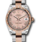 Rolex Steel and Everose Gold Datejust 31 Watch – 24 Diamond Bezel – Pink Roman Dial – Oyster Bracelet – 178341