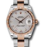 Rolex Steel and Everose Gold Datejust 31 Watch – 24 Diamond Bezel – Silver Diamond Dial – Oyster Bracelet – 178341