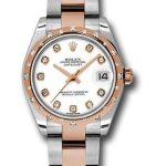 Rolex Steel and Everose Gold Datejust 31 Watch – 24 Diamond Bezel – White Diamond Dial – Oyster Bracelet – 178341