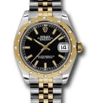 Rolex Steel and Yellow Gold Datejust 31 Watch – 24 Diamond Bezel – Black Index Dial – Jubilee Bracelet – 178343