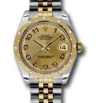 Rolex Steel and Yellow Gold Datejust 31 Watch – 24 Diamond Bezel – Champagne Concentric Circle Arabic Dial – Jubilee Bracelet – 178343 chcaj