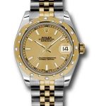 Rolex Steel and Yellow Gold Datejust 31 Watch – 24 Diamond Bezel – Champagne Index Dial – Jubilee Bracelet – 178343