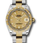 Rolex Steel and Yellow Gold Datejust 31 Watch – 24 Diamond Bezel – Champagne Index Dial – Oyster Bracelet – 178343