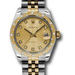 Rolex Steel and Yellow Gold Datejust 31 Watch – 24 Diamond Bezel – Champagne Jubilee Diamond Dial – Jubilee Bracelet – 178343 chjdj