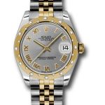 Rolex Steel and Yellow Gold Datejust 31 Watch – 24 Diamond Bezel – Grey Roman Dial – Jubilee Bracelet – 178343