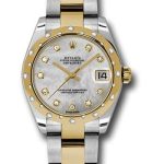 Rolex Steel and Yellow Gold Datejust 31 Watch – 24 Diamond Bezel – Mother-Of-Pearl Diamond Dial – Oyster Bracelet – 178343