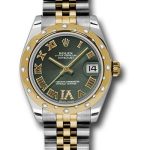 Rolex Steel and Yellow Gold Datejust 31 Watch – 24 Diamond Bezel – Olive Green Diamond Roman Vi Roman Dial – Jubilee Bracelet – 178343 ogdrj