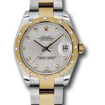 Rolex Steel and Yellow Gold Datejust 31 Watch – 24 Diamond Bezel – Silver Diamond Dial – Oyster Bracelet – 178343