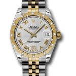 Rolex Steel and Yellow Gold Datejust 31 Watch – 24 Diamond Bezel – Silver Diamond Roman Vi Roman Dial – Jubilee Bracelet – 178343
