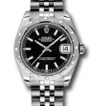 Rolex Steel and White Gold Datejust 31 Watch – 24 Diamond Bezel – Black Index Dial – Jubilee Bracelet – 178344