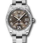 Rolex Steel and White Gold Datejust 31 Watch – 24 Diamond Bezel – Bronze Diamond Roman Vi Roman Dial – Oyster Bracelet – 178344 brdro
