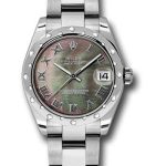 Rolex Steel and White Gold Datejust 31 Watch – 24 Diamond Bezel – Dark Mother-Of-Pearl Roman Dial – Oyster Bracelet – 178344 dkmro