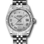 Rolex Steel and White Gold Datejust 31 Watch – 24 Diamond Bezel – Mother-Of-Pearl Diamond Roman Vi Roman Dial – Jubilee Bracelet – 178344
