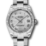 Rolex Steel and White Gold Datejust 31 Watch – 24 Diamond Bezel – Mother-Of-Pearl Diamond Roman Vi Roman Dial – Oyster Bracelet – 178344