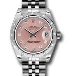 Rolex Steel and White Gold Datejust 31 Watch – 24 Diamond Bezel – Pink Diamond Dial – Jubilee Bracelet – 178344