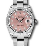Rolex Steel and White Gold Datejust 31 Watch – 24 Diamond Bezel – Pink Diamond Dial – Oyster Bracelet – 178344