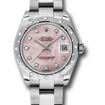 Rolex Steel and White Gold Datejust 31 Watch – 24 Diamond Bezel – Pink Mother-Of-Pearl Diamond Dial – Oyster Bracelet – 178344