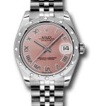 Rolex Steel and White Gold Datejust 31 Watch – 24 Diamond Bezel – Pink Roman Dial – Jubilee Bracelet – 178344
