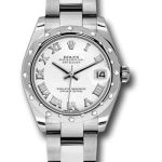 Rolex Steel and White Gold Datejust 31 Watch – 24 Diamond Bezel – White Roman Dial – Oyster Bracelet – 178344