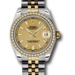Rolex Steel and Yellow Gold Datejust 31 Watch – 46 Diamond Bezel – Champagne Index Dial – Jubilee Bracelet – 178383
