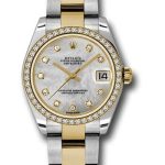 Rolex Steel and Yellow Gold Datejust 31 Watch – 46 Diamond Bezel – Mother-Of-Pearl Diamond Dial – Oyster Bracelet – 178383
