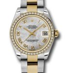Rolex Steel and Yellow Gold Datejust 31 Watch – 46 Diamond Bezel – Mother-Of-Pearl Roman Dial – Oyster Bracelet – 178383