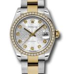 Rolex Steel and Yellow Gold Datejust 31 Watch – 46 Diamond Bezel – Silver Jubilee Diamond Dial – Oyster Bracelet – 178383
