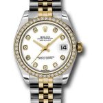 Rolex Steel and Yellow Gold Datejust 31 Watch – 46 Diamond Bezel – White Diamond Dial – Jubilee Bracelet – 178383