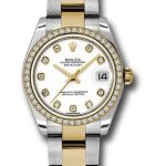 Rolex Steel and Yellow Gold Datejust 31 Watch – 46 Diamond Bezel – White Diamond Dial – Oyster Bracelet – 178383