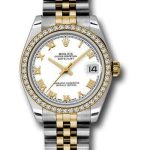 Rolex Steel and Yellow Gold Datejust 31 Watch – 46 Diamond Bezel – White Roman Dial – Jubilee Bracelet – 178383