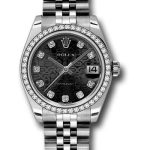 Rolex Steel and White Gold Datejust 31 Watch – 46 Diamond Bezel – Black Jubilee Diamond Dial – Jubilee Bracelet – 178384 bkjdj