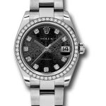 Rolex Steel and White Gold Datejust 31 Watch – 46 Diamond Bezel – Black Jubilee Diamond Dial – Oyster Bracelet – 178384 bkjdo