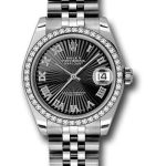 Rolex Steel and White Gold Datejust 31 Watch – 46 Diamond Bezel – Black Sunbeam Roman Dial – Jubilee Bracelet – 178384 bksbrj