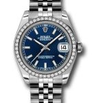 Rolex Steel and White Gold Datejust 31 Watch – 46 Diamond Bezel – Blue Index Dial – Jubilee Bracelet – 178384