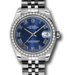 Rolex Steel and White Gold Datejust 31 Watch – 46 Diamond Bezel – Blue Roman Dial – Jubilee Bracelet – 178384
