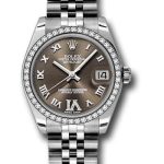 Rolex Steel and White Gold Datejust 31 Watch – 46 Diamond Bezel – Bronze Diamond Roman Vi Roman Dial – Jubilee Bracelet – 178384 brdrj