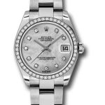 Rolex Steel and White Gold Datejust 31 Watch – 46 Diamond Bezel – Mother-Of-Pearl Diamond Dial – Oyster Bracelet – 178384