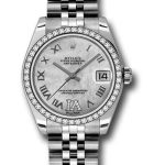 Rolex Steel and White Gold Datejust 31 Watch – 46 Diamond Bezel – Mother-Of-Pearl Diamond Roman Vi Roman Dial – Jubilee Bracelet – 178384