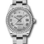 Rolex Steel and White Gold Datejust 31 Watch – 46 Diamond Bezel – Mother-Of-Pearl Diamond Roman Vi Roman Dial – Oyster Bracelet – 178384