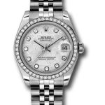 Rolex Steel and White Gold Datejust 31 Watch – 46 Diamond Bezel – Meteorite Diamond Dial – Jubilee Bracelet – 178384