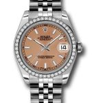 Rolex Steel and White Gold Datejust 31 Watch – 46 Diamond Bezel – Pink Index Dial – Jubilee Bracelet – 178384