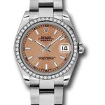 Rolex Steel and White Gold Datejust 31 Watch – 46 Diamond Bezel – Pink Index Dial – Oyster Bracelet – 178384