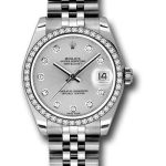 Rolex Steel and White Gold Datejust 31 Watch – 46 Diamond Bezel – Silver Diamond Dial – Jubilee Bracelet – 178384