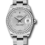 Rolex Steel and White Gold Datejust 31 Watch – 46 Diamond Bezel – Silver Diamond Dial – Oyster Bracelet – 178384