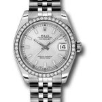 Rolex Steel and White Gold Datejust 31 Watch – 46 Diamond Bezel – Silver Index Dial – Jubilee Bracelet – 178384