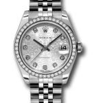 Rolex Steel and White Gold Datejust 31 Watch – 46 Diamond Bezel – Silver Jubilee Diamond Dial – Jubilee Bracelet – 178384