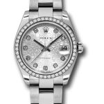 Rolex Steel and White Gold Datejust 31 Watch – 46 Diamond Bezel – Silver Jubilee Diamond Dial – Oyster Bracelet – 178384