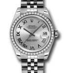 Rolex Steel and White Gold Datejust 31 Watch – 46 Diamond Bezel – Silver Roman Dial – Jubilee Bracelet – 178384